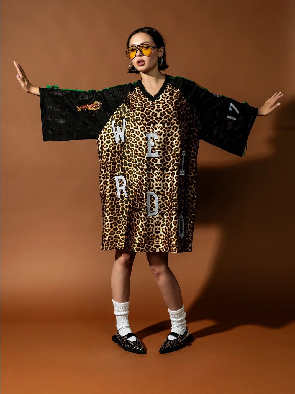 Dressed in LALA Leopard Print Mini Dress with Black Sleeves - Picture 4 of 5